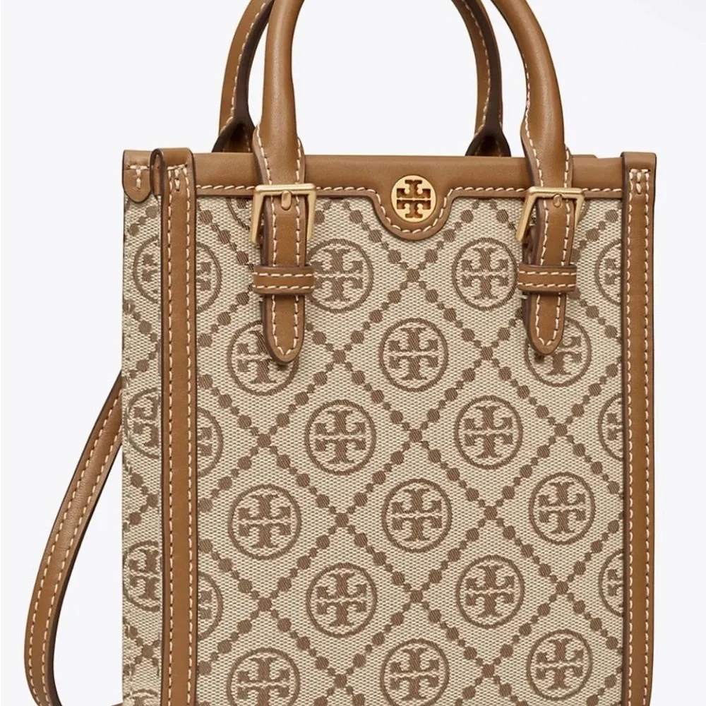 Tory Burch Jacquard Mini Tote, Light Brown, Hazel, HAZELNUT NWOT